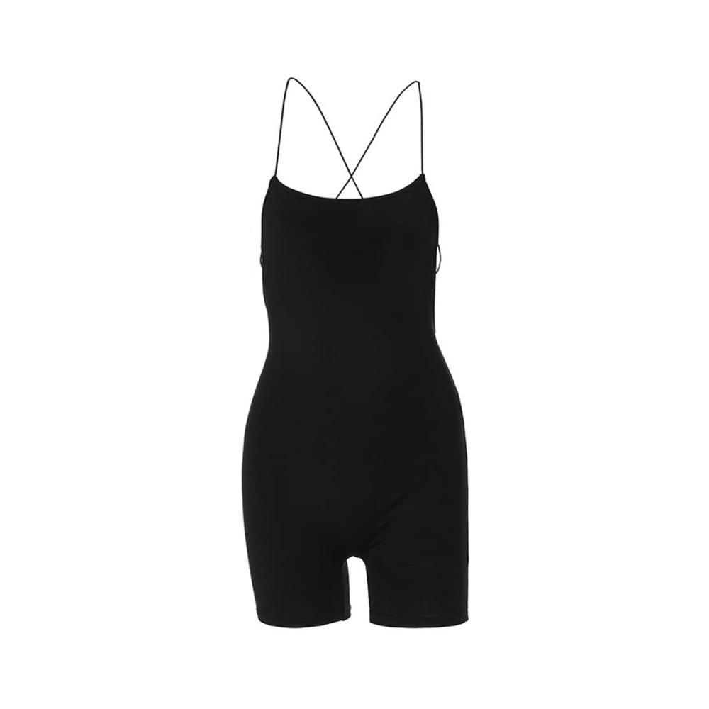 Jumpsuits TOEECY Damen - Rückenfreier Bodysuit Kurz - Sexy Sommer Overall für Yoga und Workout