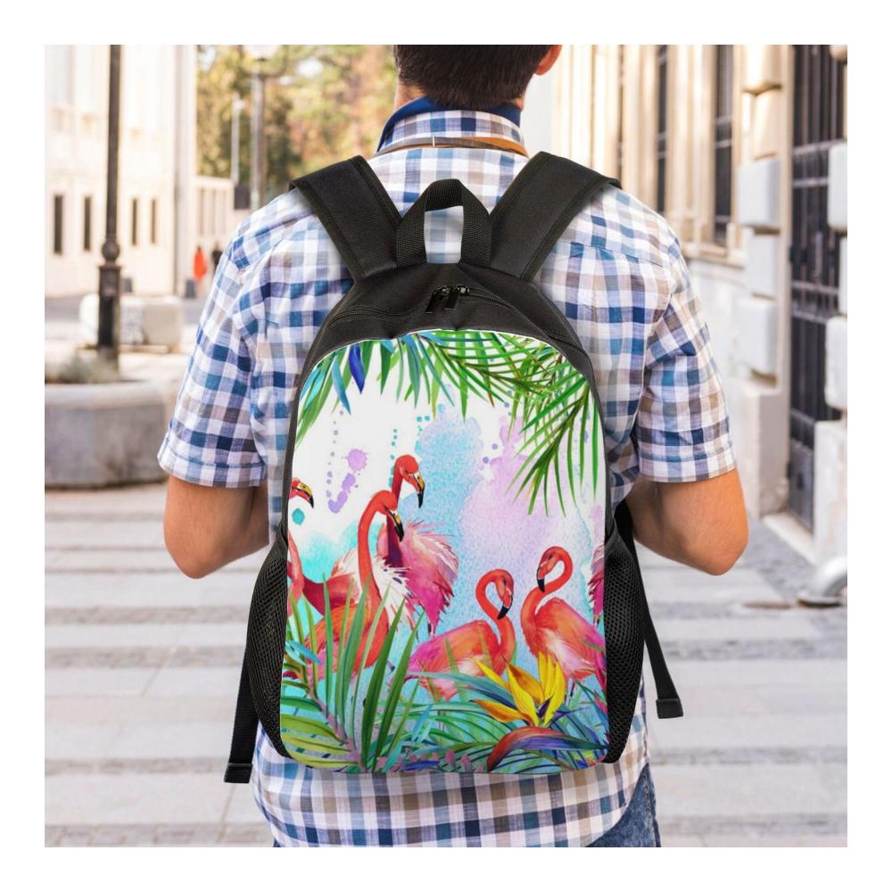 Schulranzen Rucksack Flamingo-Motiv 15 Zoll Laptop-Rucksack für Männer und Frauen – Stilvolle langlebige Schultasche für Jungen und Mädchen