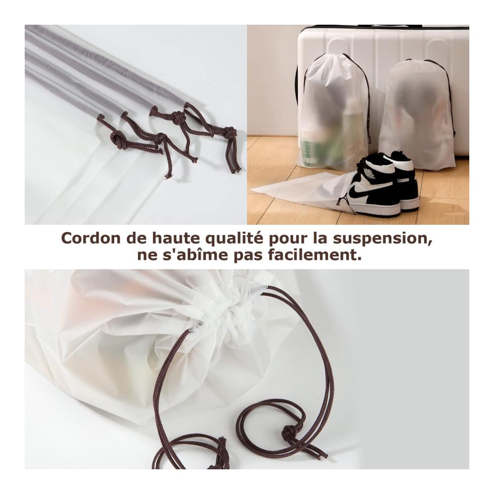 Transparente Schuhtaschen 60er Pack – Ideale Schuhhüllen für Reisen 40 x 30CM mit Kordel – Organisieren und Aufbewahren von Schuhen leicht gemacht