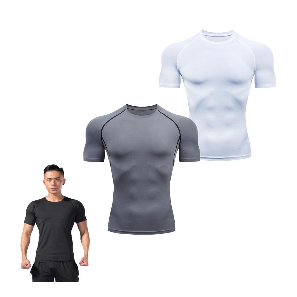 Kompressions-Kurzarmshirt für Herren – Slim Fit Sportshirt für Running Workout Jogging Fitness und Gym – Atmungsaktive Body Shaper Vest für Männer