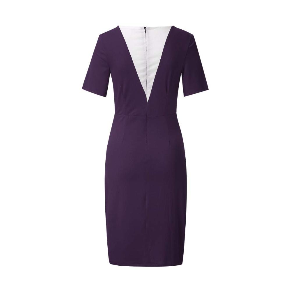 Cocktailkleid Damen Elegantes Bleistiftkleid mit kurzem Ärmel figurbetont legeres Colorblock-Business-Kleid - perfekt für formelle Anlässe Abendveranstaltungen und die Arbeit
