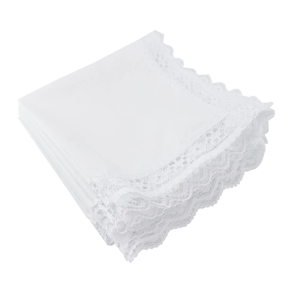 Damen Taschentücher 100% Baumwolle maschinenwaschbar weich und opulent - 60er Baumwolle weiß Damen Taschentuchset Gartenmotiv Medium