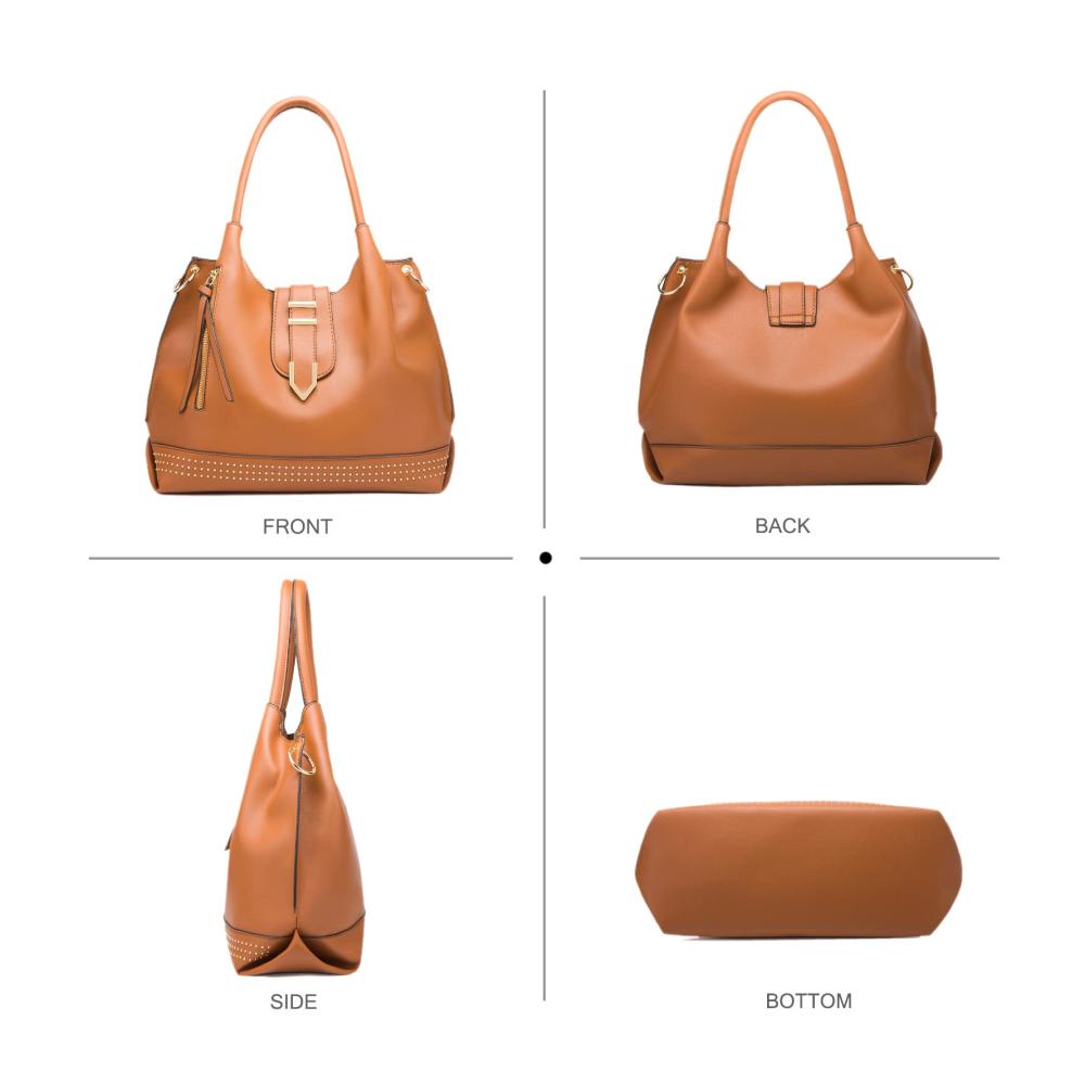3-teiliges Set modischer Damenhandtaschen aus weichem PU-Leder Große Henkeltaschen Hobo- & Umhängetaschen