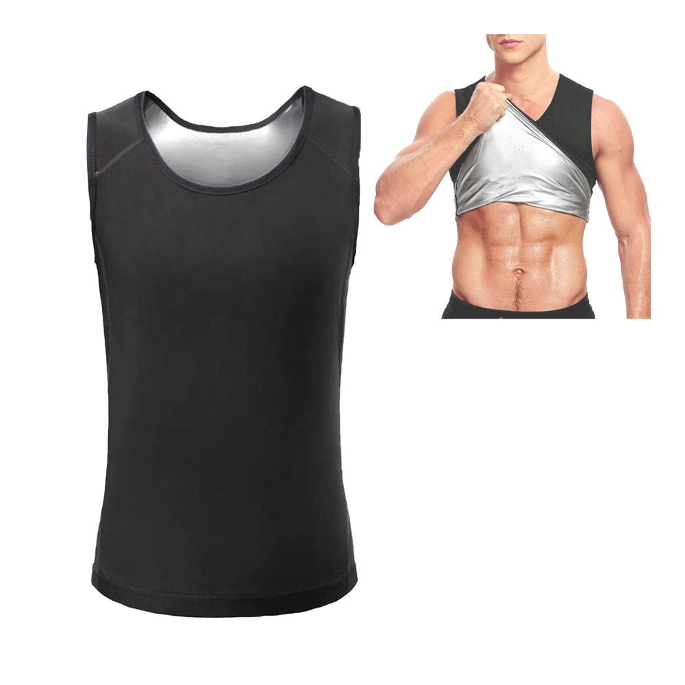 Herren Brustkompressions-Shirt für Gynäkomastie - Schlankes Top zur Brustkompression (Silber S/M