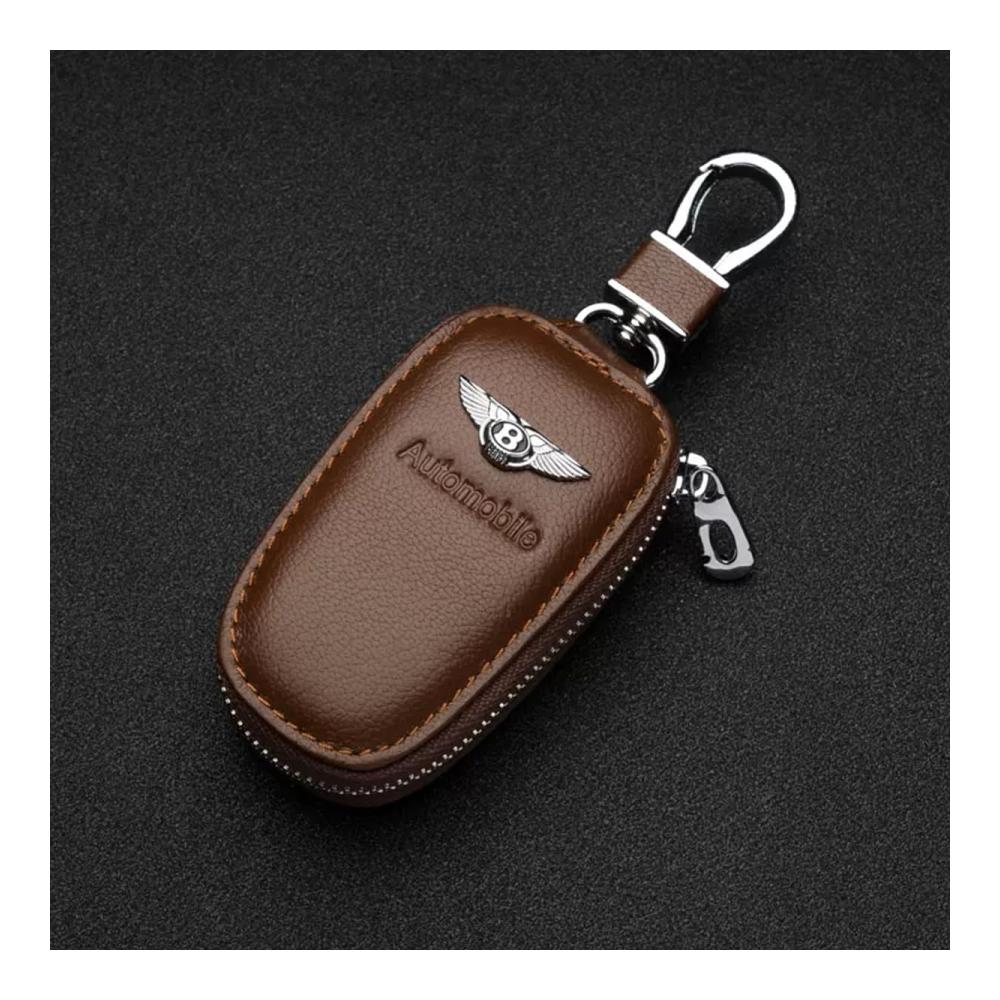 Bentley Autoschlüsseletui aus hochwertigem Leder mit Haken und Schlüsselring - Praktisches Schlüsseletui für Herren passend für Continental Flying Spur Bentayga Mulsanne Arnage (Brown