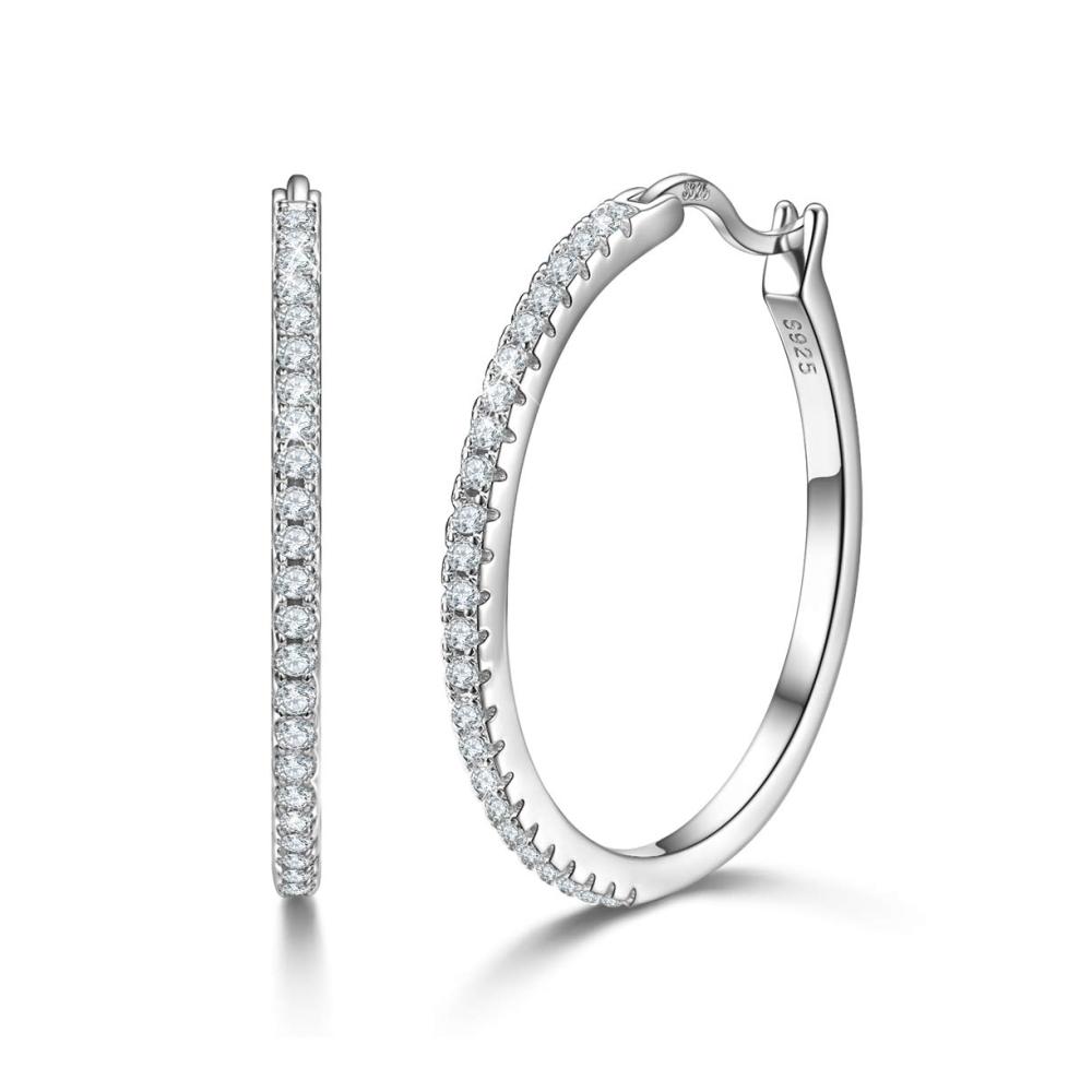 925 Sterling Silber Creolen mit Zirkon Halo CZ - Eleganter Ohrschmuck für Frauen