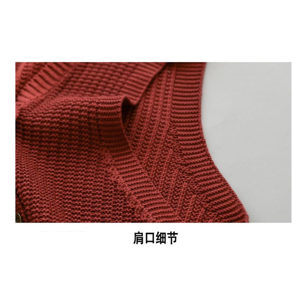 Ärmellose Strickweste für Frauen - Rundhals Pullover mit Einreiher und Taschen Casual Loose Fit