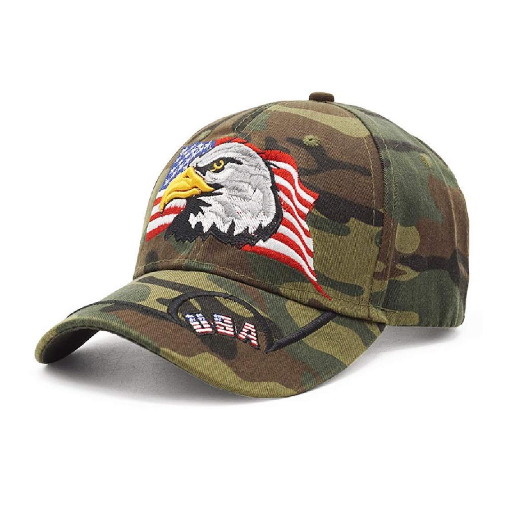 Baseball Cap mit 3D Stickerei Hochwertige Eagle USA Flagge Camouflage Design US Army Trucker Style für Männer