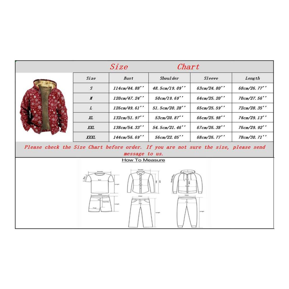 Weihnachtsjacke Herren – Warme Winterjacke mit Fleecefutter Kapuze und Weihnachtsdruck Winddicht und Ideal für Freizeit und Wanderungen