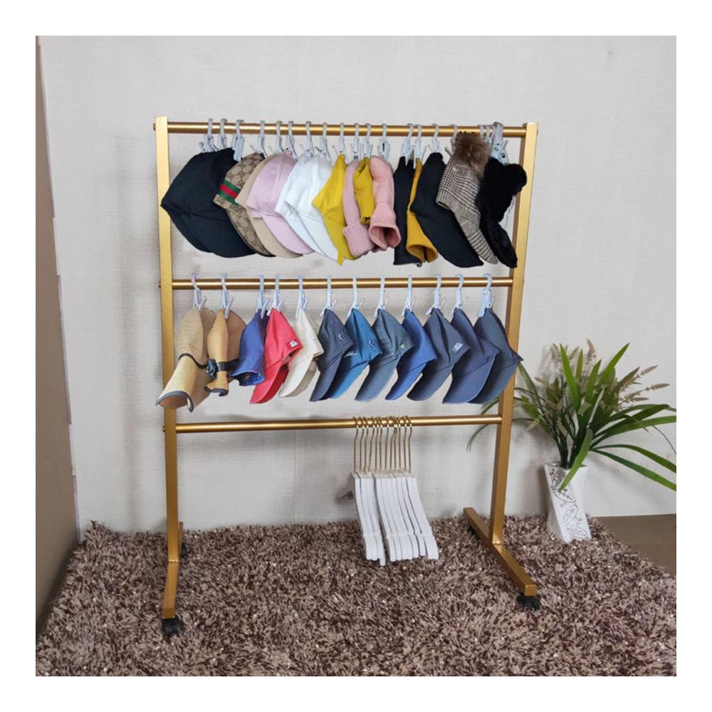 Goldener Metall-Hutständer Premium Mütze Schal & Handschuh-Organizer für Geschäfte Salons & Zuhause - Bewegliche Hutaufbewahrung mit Leichtigkeit - Eleganter Hutständer 80x40x105cm Einfache Montage