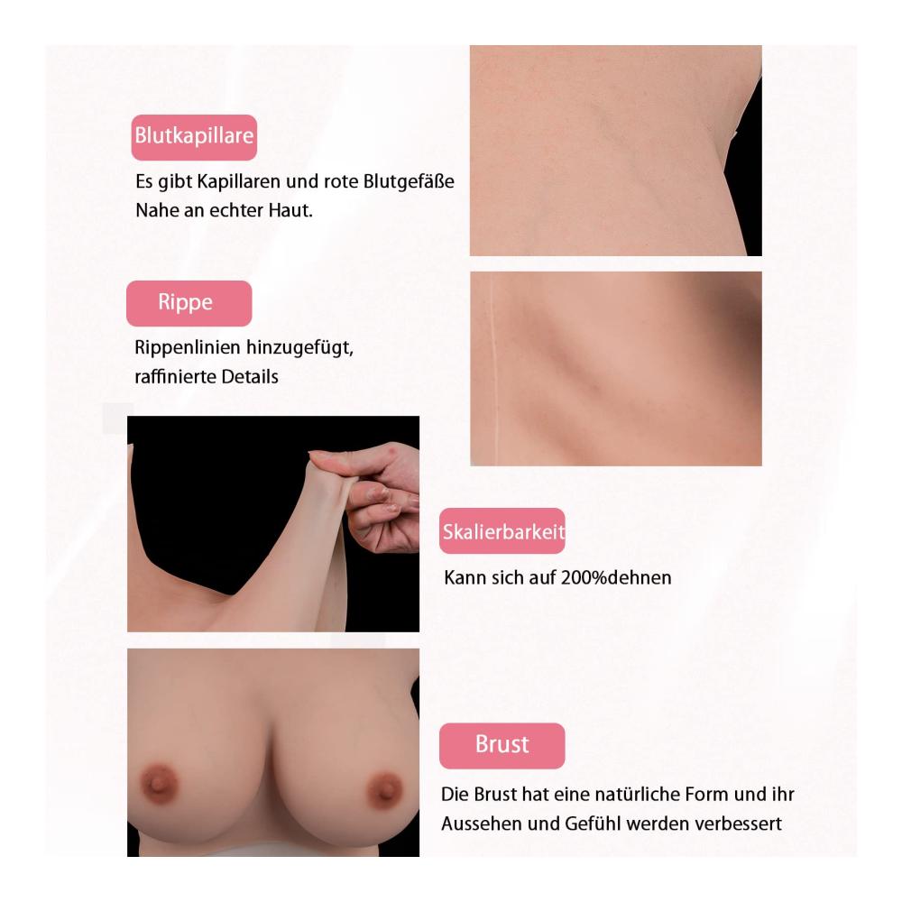 Silikon BH-Einlagen 8. Generation – Realistische Brustformen für Crossdresser Transgender Cosplay – C-G Cup Brustplatten für Drag Queens