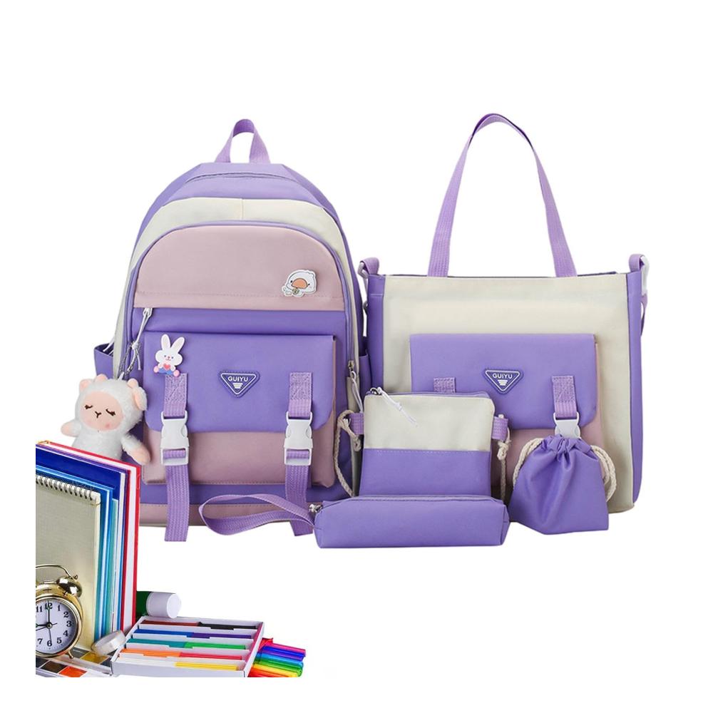 Kawaii Kinderrucksäcke 5-teiliges Set mit riesiger Kapazität langlebig und waschbar - Perfektes japanisches Anime-Rucksack-Set für stilbewusste Teenager