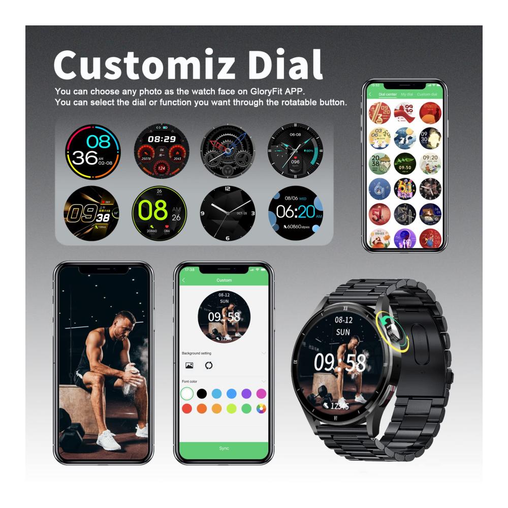 Fashion Smartwatch mit Telefonfunktion 132 Zoll Herren Smartwatch Bluetooth Pulsuhr Schlafmonitor Herzfrequenz Kalorien Sportuhr mit Sprachassistent 360*360 HD Touchscreen für iOS und Android - Optimaler Style und Funktionen