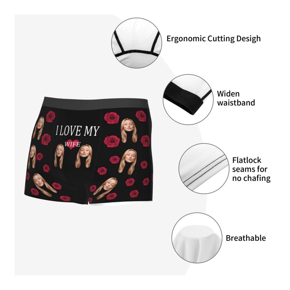 Personalisierte Lustige Boxershorts für Männer - Individuelle CUIGOI Unterwäsche mit Foto für Ehefrau-Gesichtsdesign
