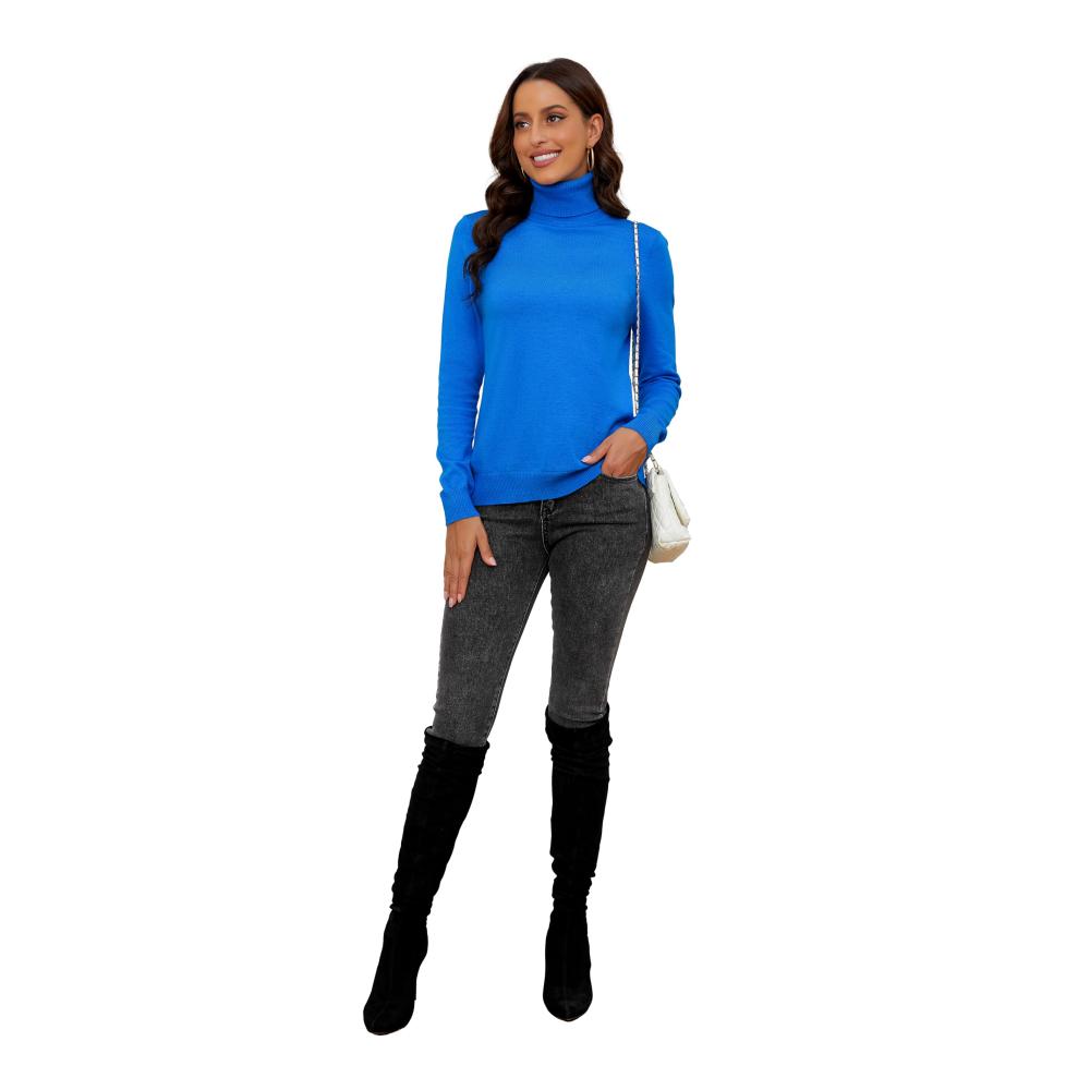 Rollkragenpullover Damen - Weicher Strickpullover mit Langarm Dünner Stretch Stehkragen und Leichtem Basic-Design - Modischer Damenpullover Langarmshirt für stilvolle Looks