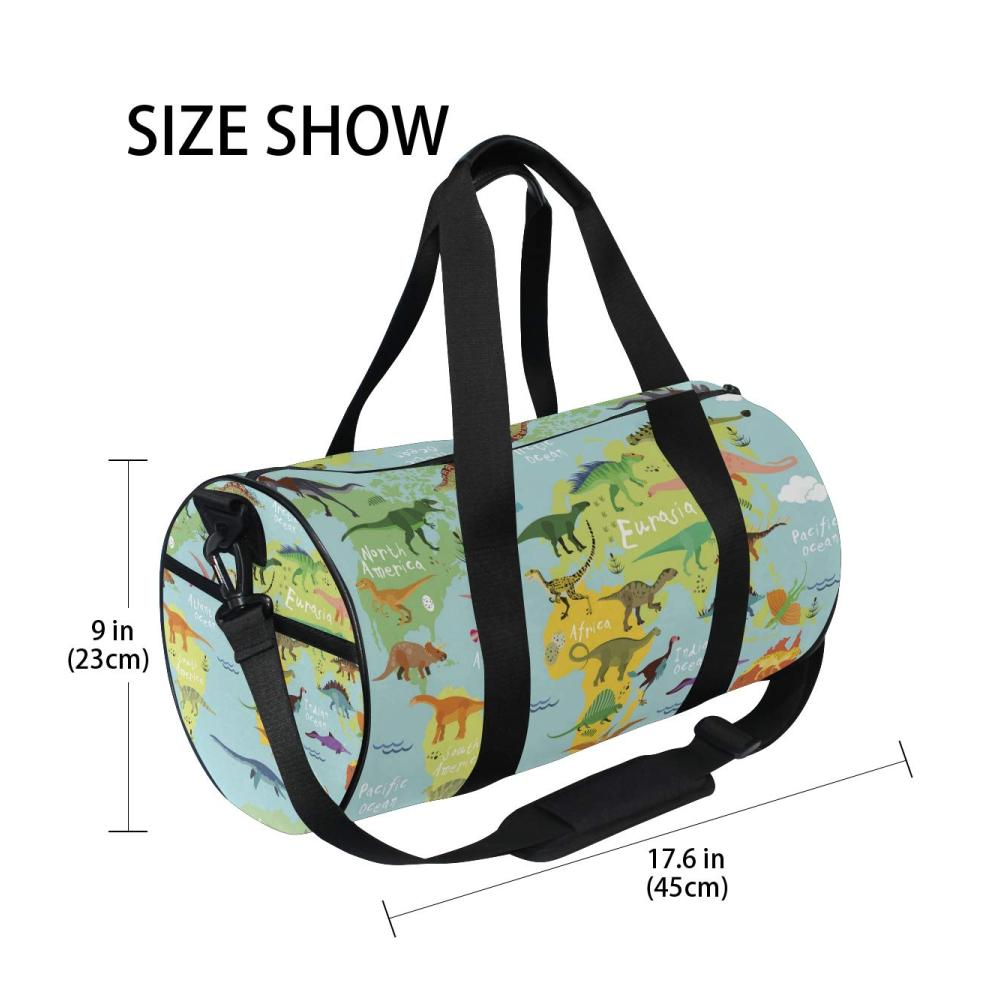 Dinosaurier-Weltkarte Reisetasche - Stylische Sport- und Reisetasche für Damen und Herren