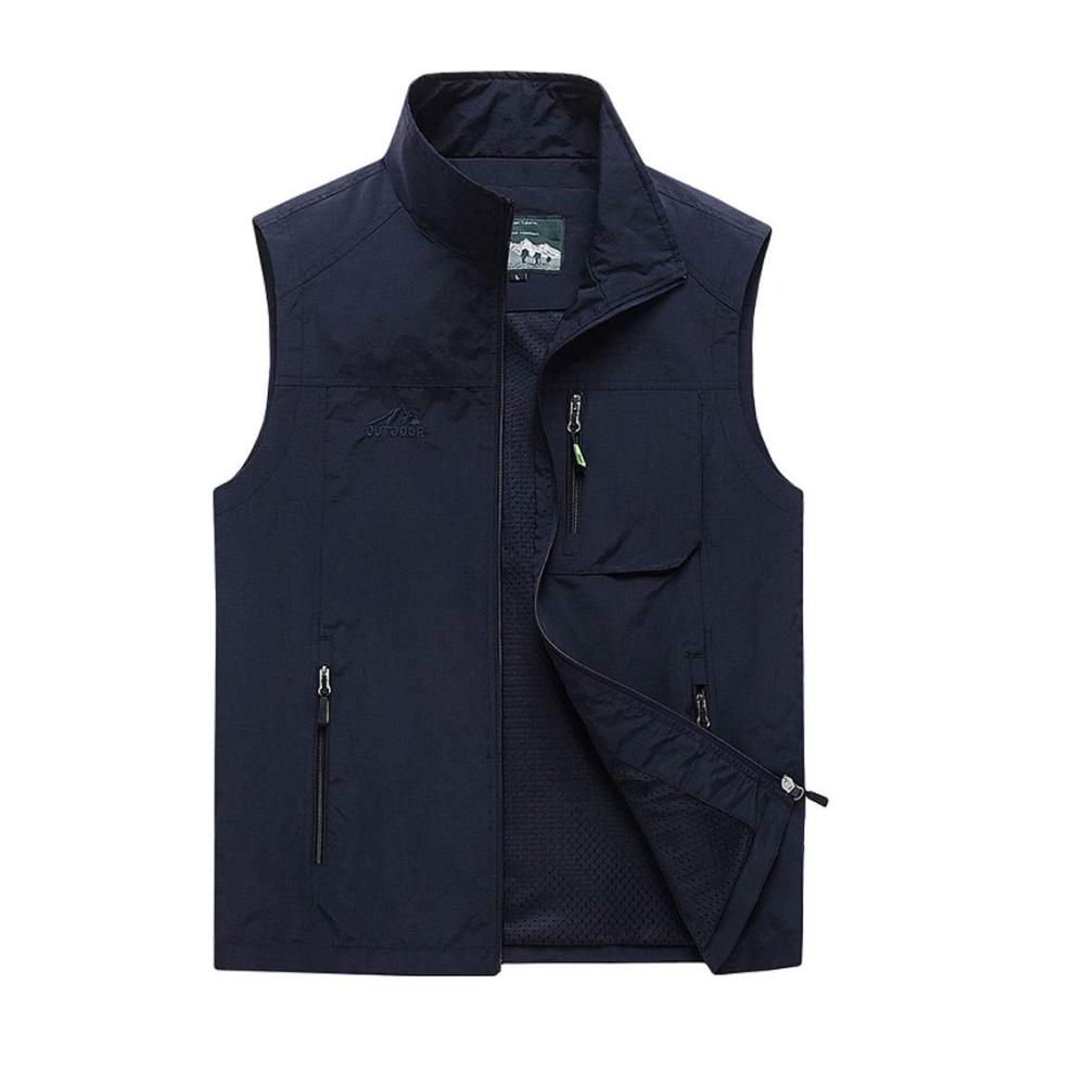 Herren Sommerweste 2019 Leichte Ärmellose Jacke mit Schnell Trocknender Technologie Mehrfachtaschen - Dunkelblau (3XL
