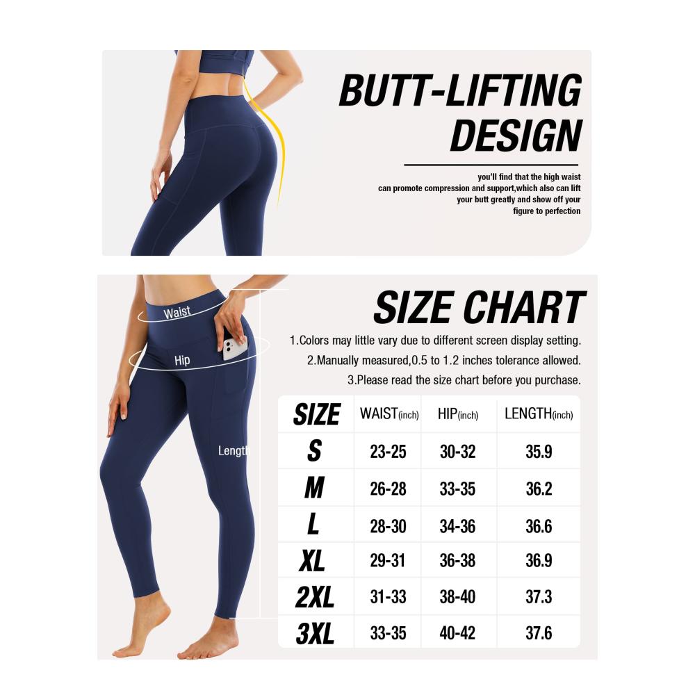 YOUNGCHARM Damen Leggings 4er-Pack mit Taschen hohe Taille Bauchkontrolle – Perfekt für Workout und Yoga