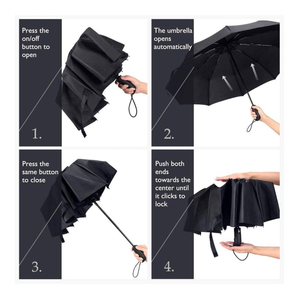 Automatischer Winddichter Taschenschirm mit 10 Knochen Klappschirm Leicht und Kompakt – Ideal für Unterwegs
