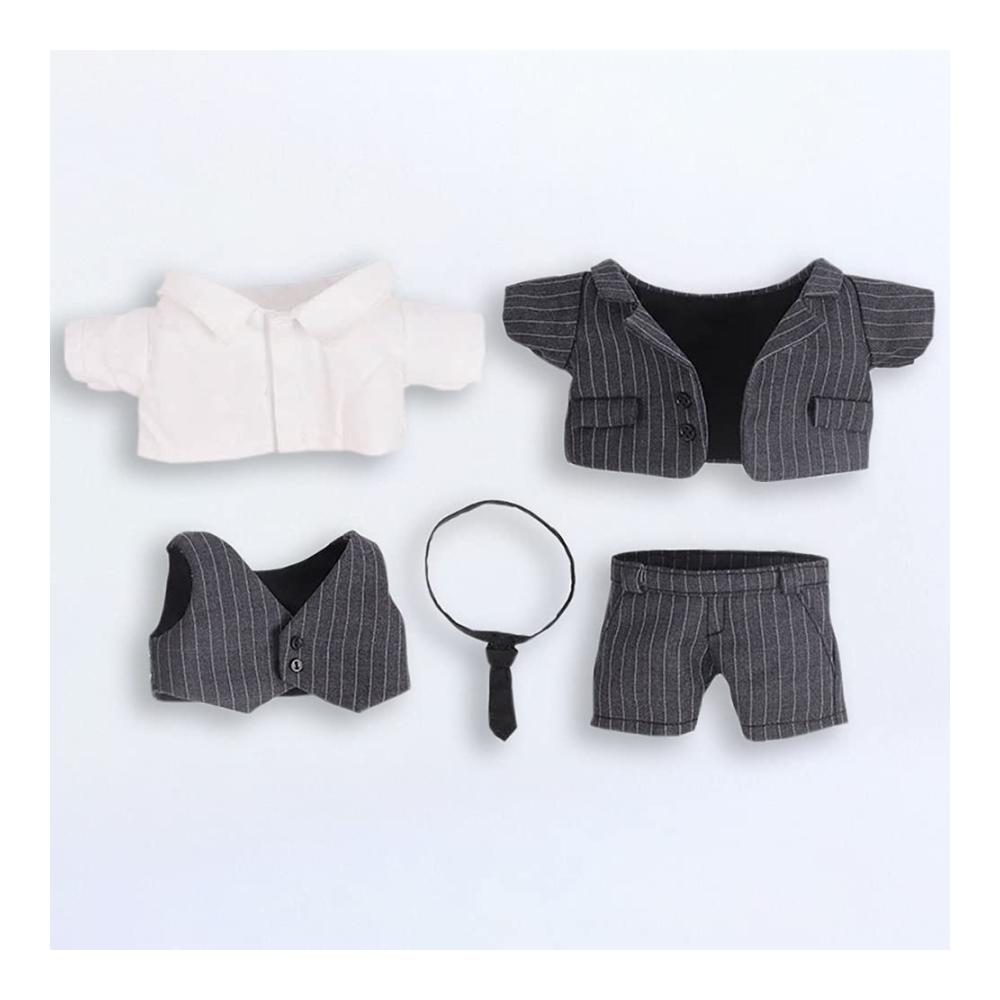 Plüsch-Puppenkleidung Gestreifte Anzug-Set für 20 cm Puppen - Mantel Hemd Weste Krawatte Hose