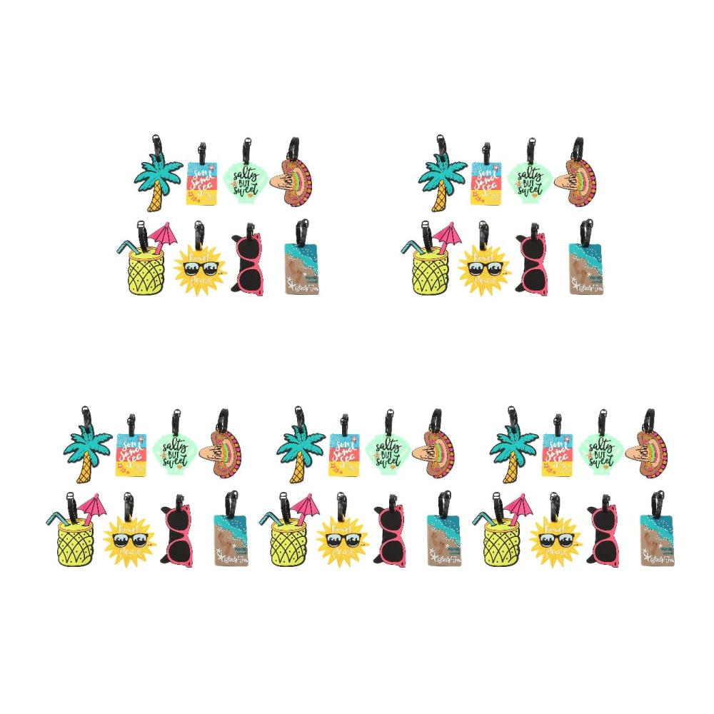 40er-Set Koffer- und Taschenanhänger - Bunte Strandmotive Gepäckanhänger mit Labels