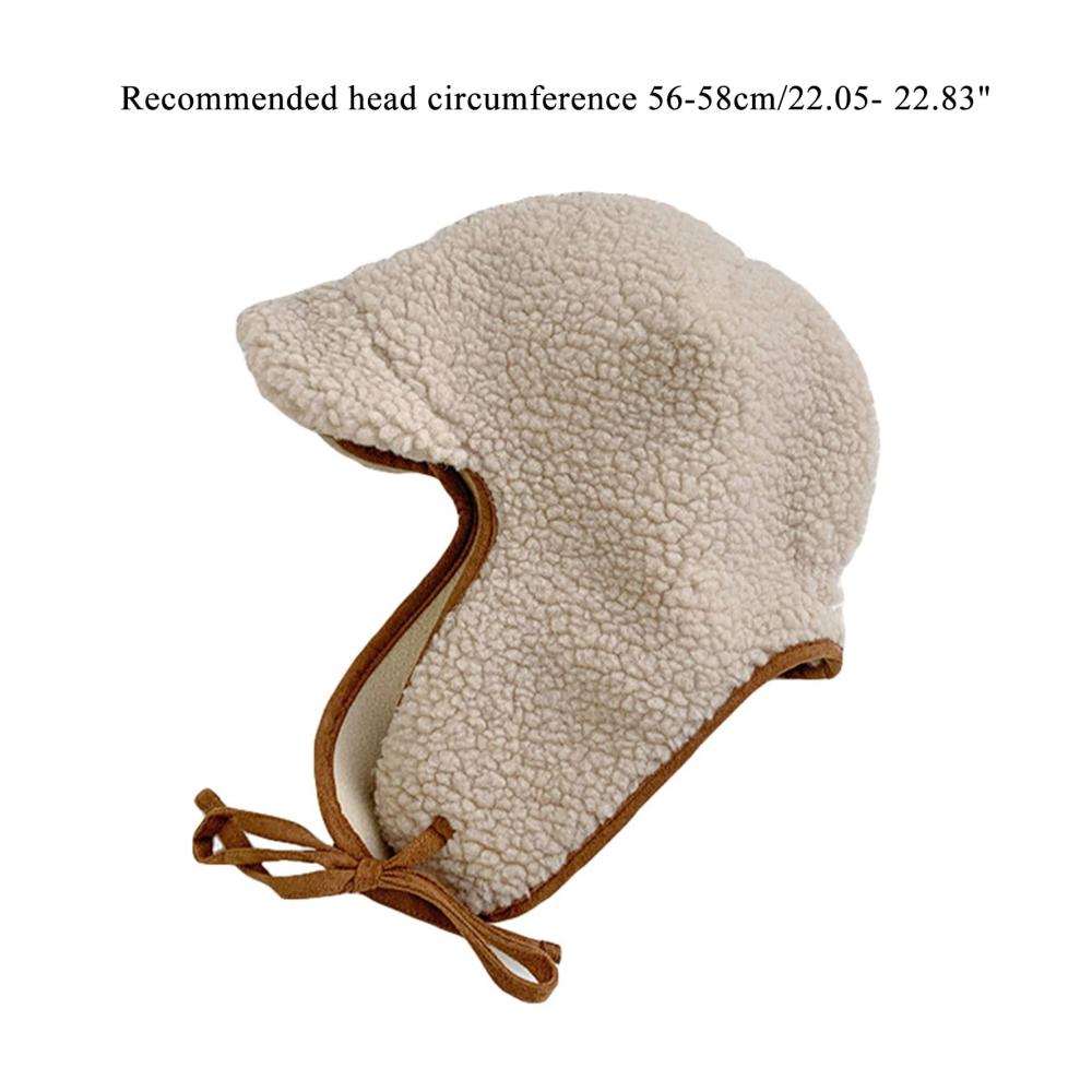 Fliegermütze mit Plüsch-Ohrklappen Kapuze und gebogenem Visier - Wintermütze mit Fleece-Futter und Gehörschutz für Damen