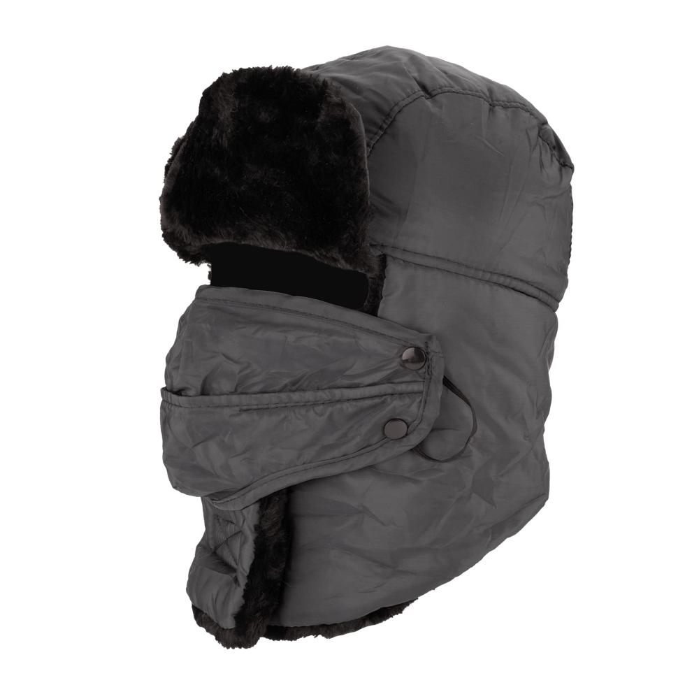 Kunstfell Fliegermütze mit Gesichtsmaske & Ohrenklappen | Winter Unisex Trappermütze für Eislauf Skifahren & Outdoor