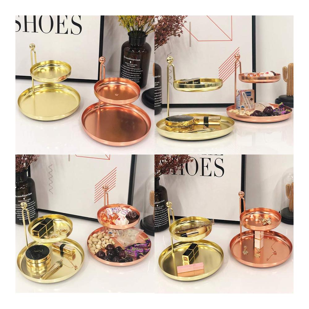 Goldener 2-Tier Schmuckständer Schmucktabletts für Ketten Ringe Uhren & mehr - Lanhope Schmuckhalter und Kosmetikorganiser für Schlafzimmer und Küche