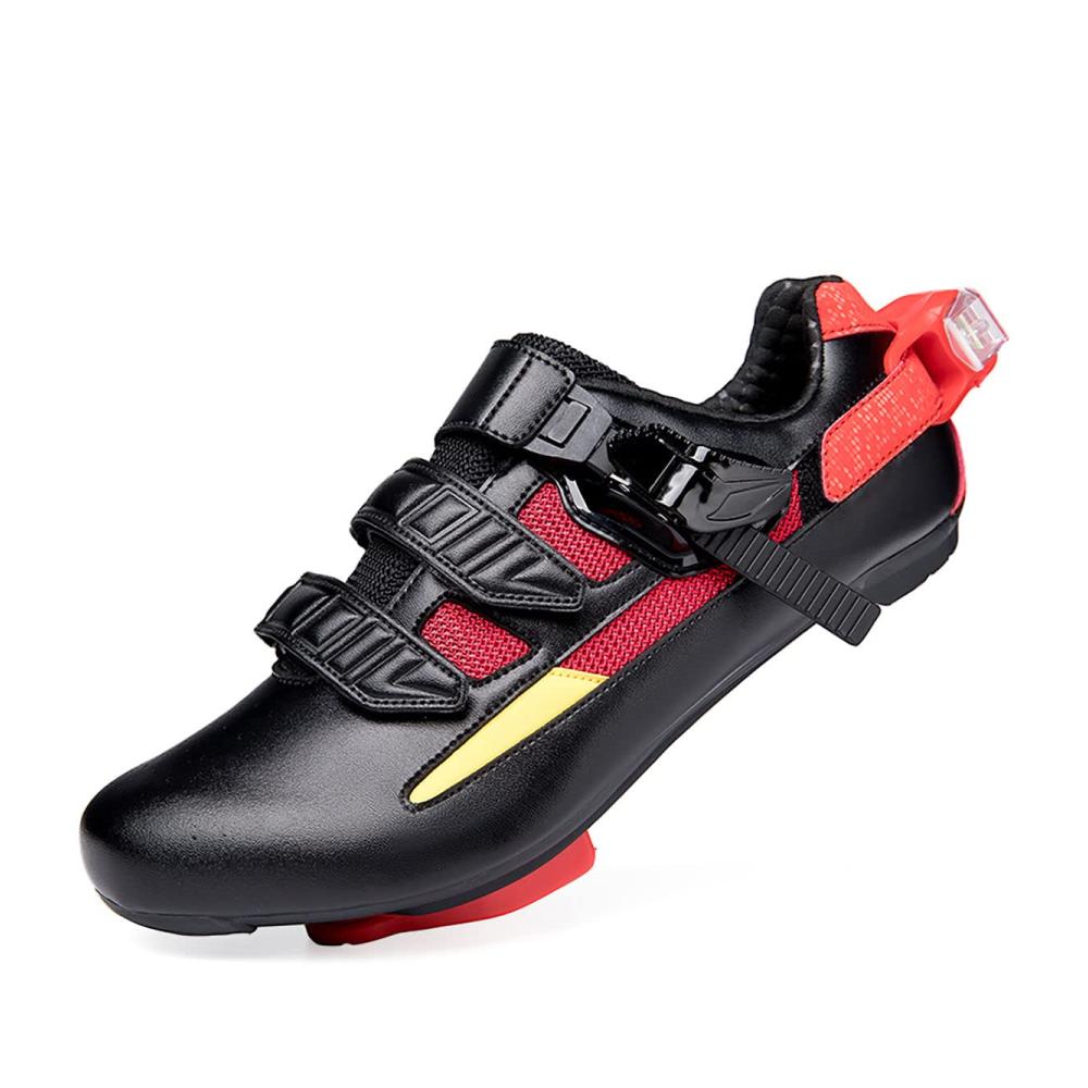 Rennrad-Sneaker mit Klettverschluss und SPD-Pedal - Herren Fahrradschuhe für Outdoor mit Nachtsicherheitslichtern