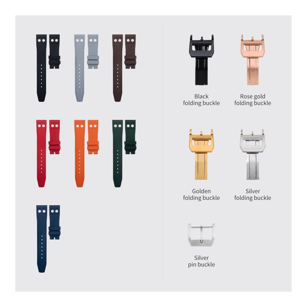 20mm Natur Fluorkautschuk Uhrenarmband mit Niet für IWC Strap - Perfektes Armband für Big Pilot Mark Portugieser TOP GUN - Weiches und strapazierfähiges Design