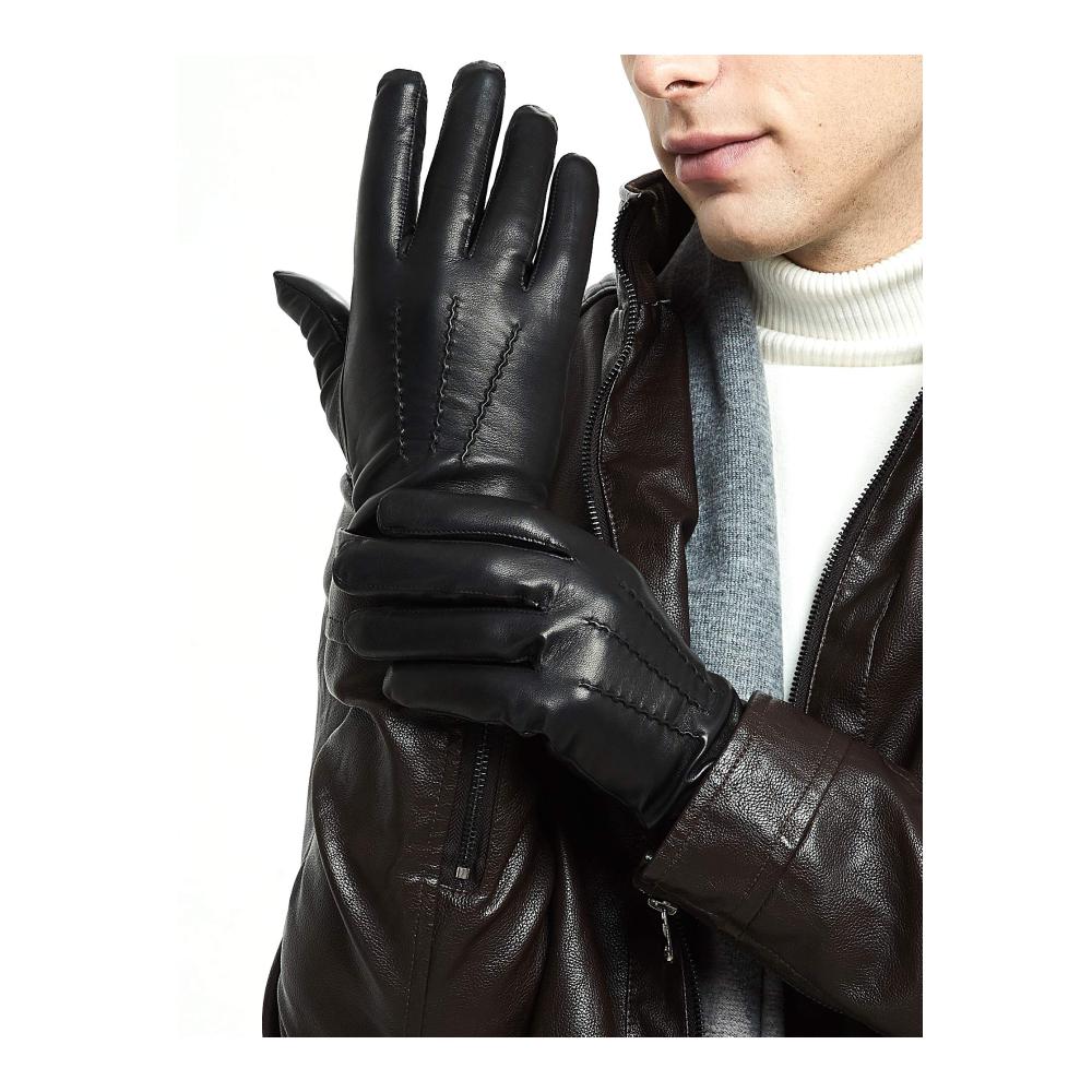 Herren Winterhandschuhe aus Echtem Schaffell Leder mit Warmem Kaschmir- oder Wollfutter
