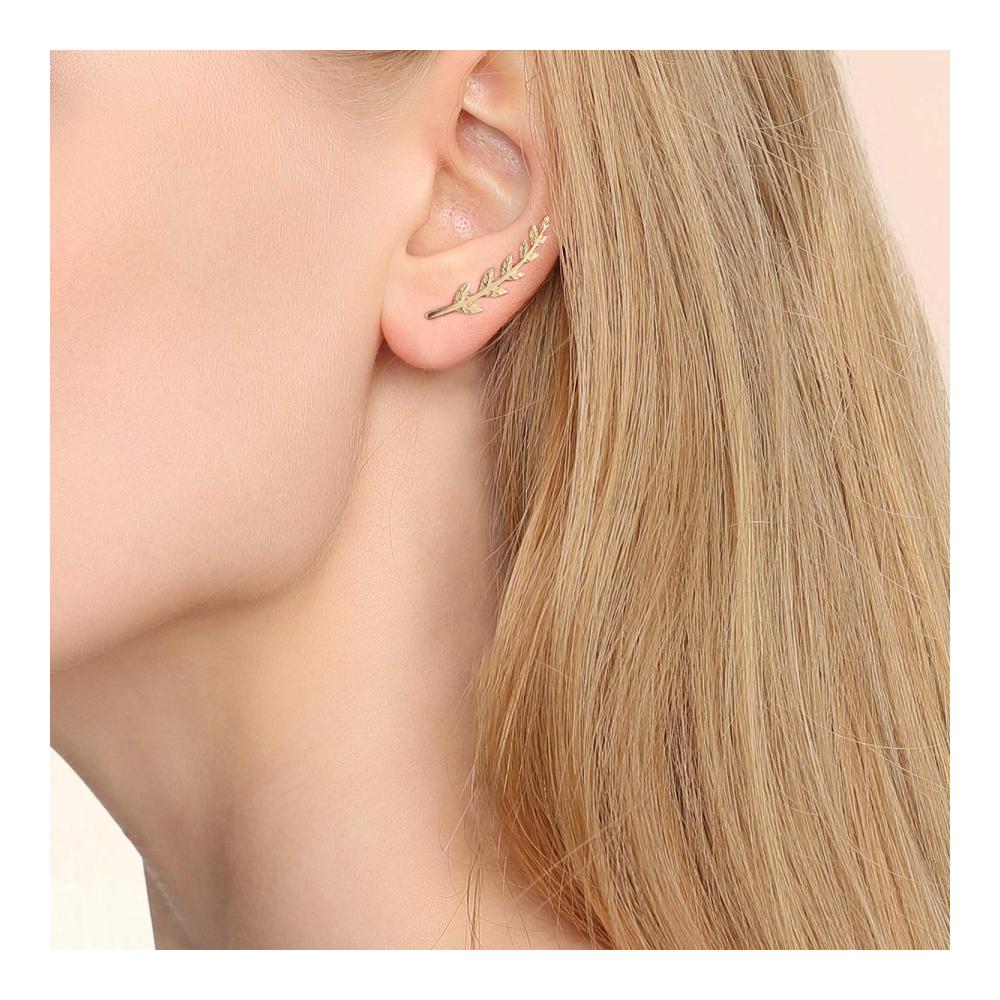 18 Karat Vergoldete Blatt-Ohrstecker - Elegante Weihnachtsgeschenke für Damen - Silber 925 Schmuck mit Gelbgoldbeschichtung - Damenohrringe in Blätterform - Exquisites Geschenk für Frauen (Gelbgold-2