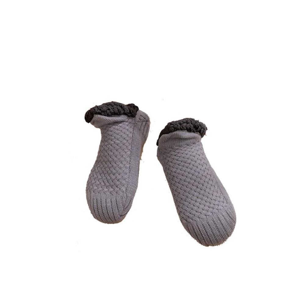 Rutschfeste Fleece-gefütterte Stoppersocken - Wärmende Thermosocken für drinnen mit V-Mund