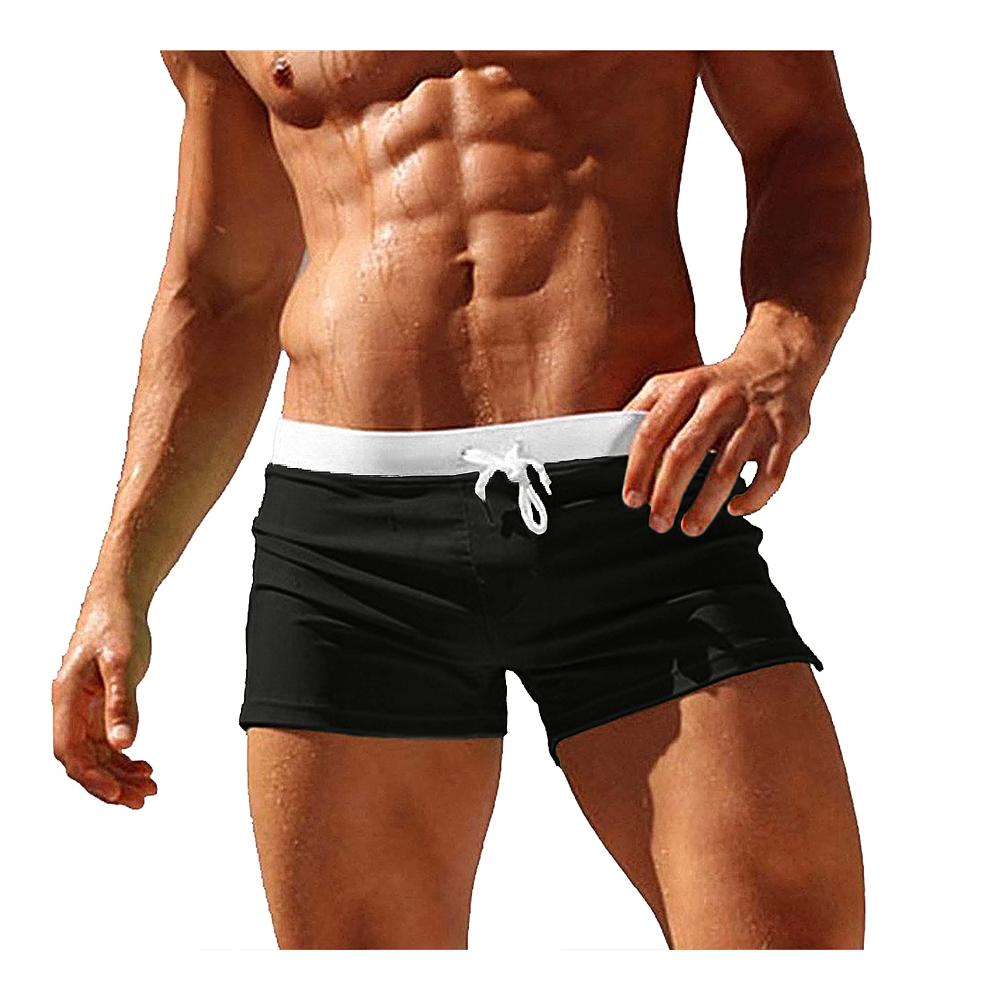 Herren Badehose Kurz | Enganliegende Schwimmhose mit Reißverschluss | Schnelltrocknende Boxer Badeshorts für Wassersport | Männer Badepants Strandshorts