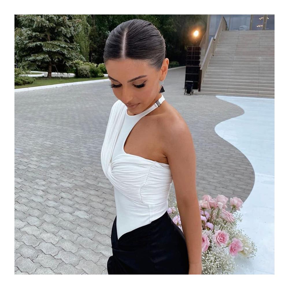 Langarm Damenbody Sexy One Shoulder Bodysuit mit Korsett - Elegantes Overalls Jumpsuit und schmales Oberteil für stilvolle Blusebody-Looks