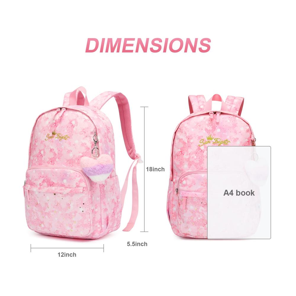 Kinderrucksäcke Caran·Y Angerat Kawaii Mädchen Schulrucksack mit Laptopfach Wasserdichter Multifunktionsrucksack für die Schule mit vielen Taschen