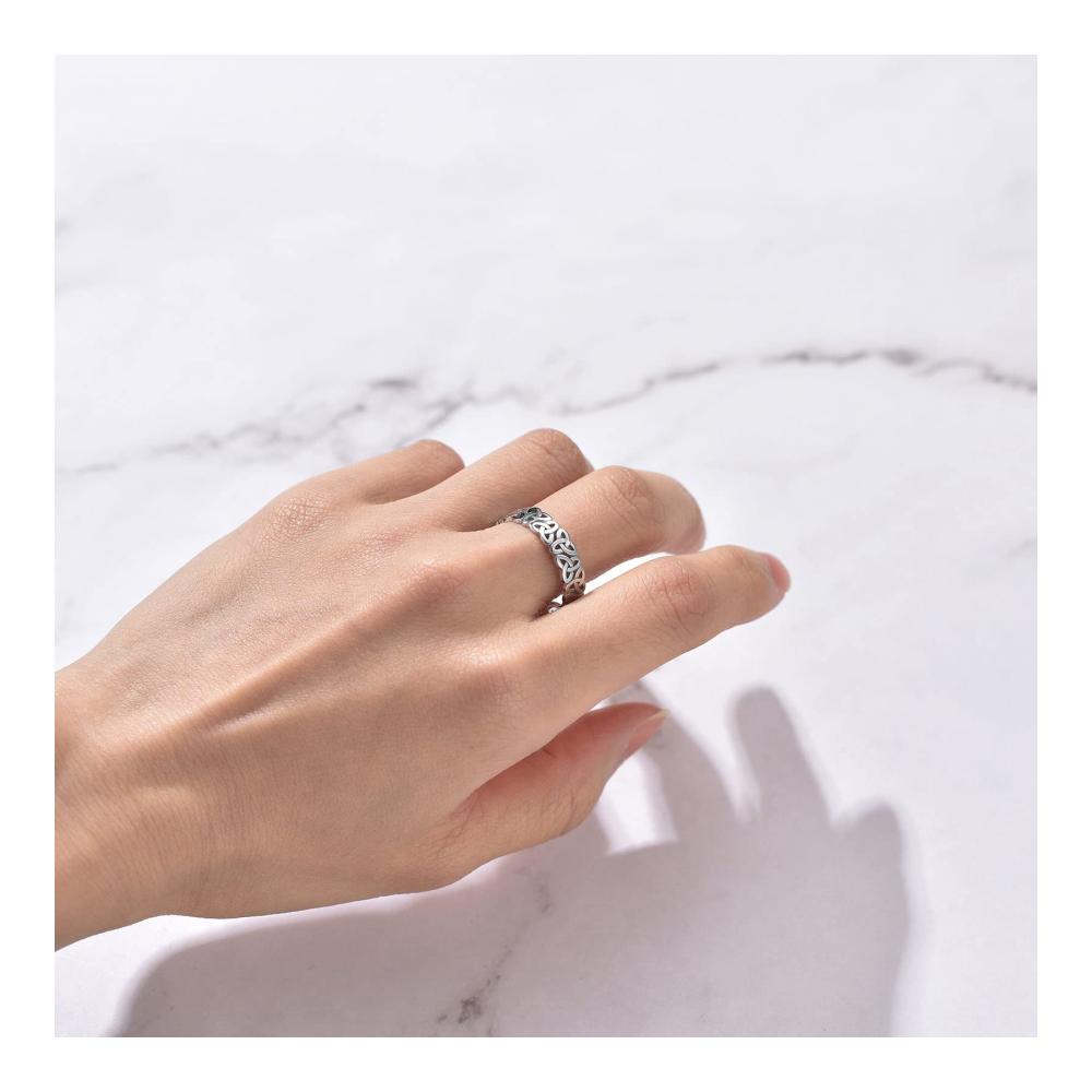 925 Sterling Silber Ring Damen - Keltischer Knoten Triquetra/Olivenblätter Zweig - Geschlossener Ringe Schmuck - Geburtstag Valentinstag Geschenk - Wählbare Größe 47 MM bis 67 MM
