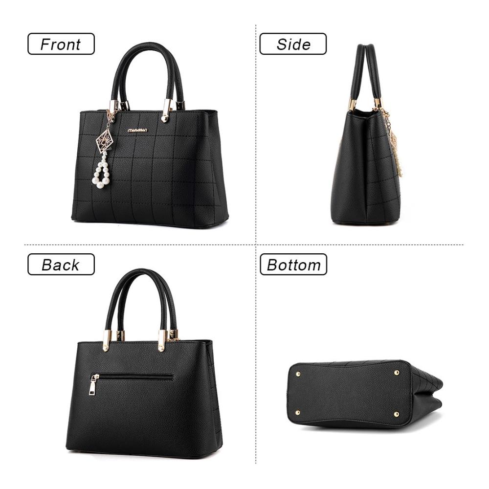 Damen Schultertasche aus echtem Leder - Große Shopper Handtasche in Schwarz stilvolle Umhängetasche für Frauen