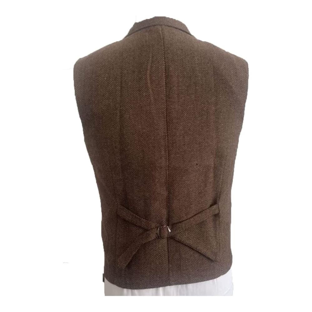 Herren Anzugweste in Braun Einreiher-Design mit Echten Taschen Formelle Kleidungsweste in Größe M (XS-3XL