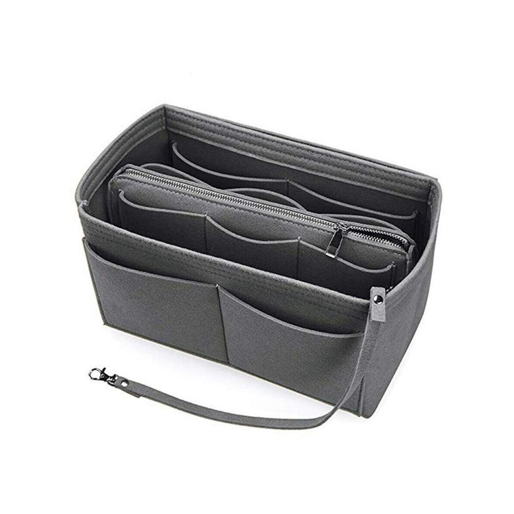 Handtaschen-Organizer Kompakter Filz-Einsatz für Make-up und Geldbörse (Blau Größe S