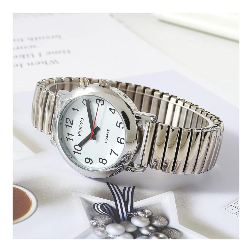 Deutsche Armbanduhr mit Alarm Datumsanzeige und weißem Zifferblatt - Elastisches Kordelzugmodell TUG-S201G