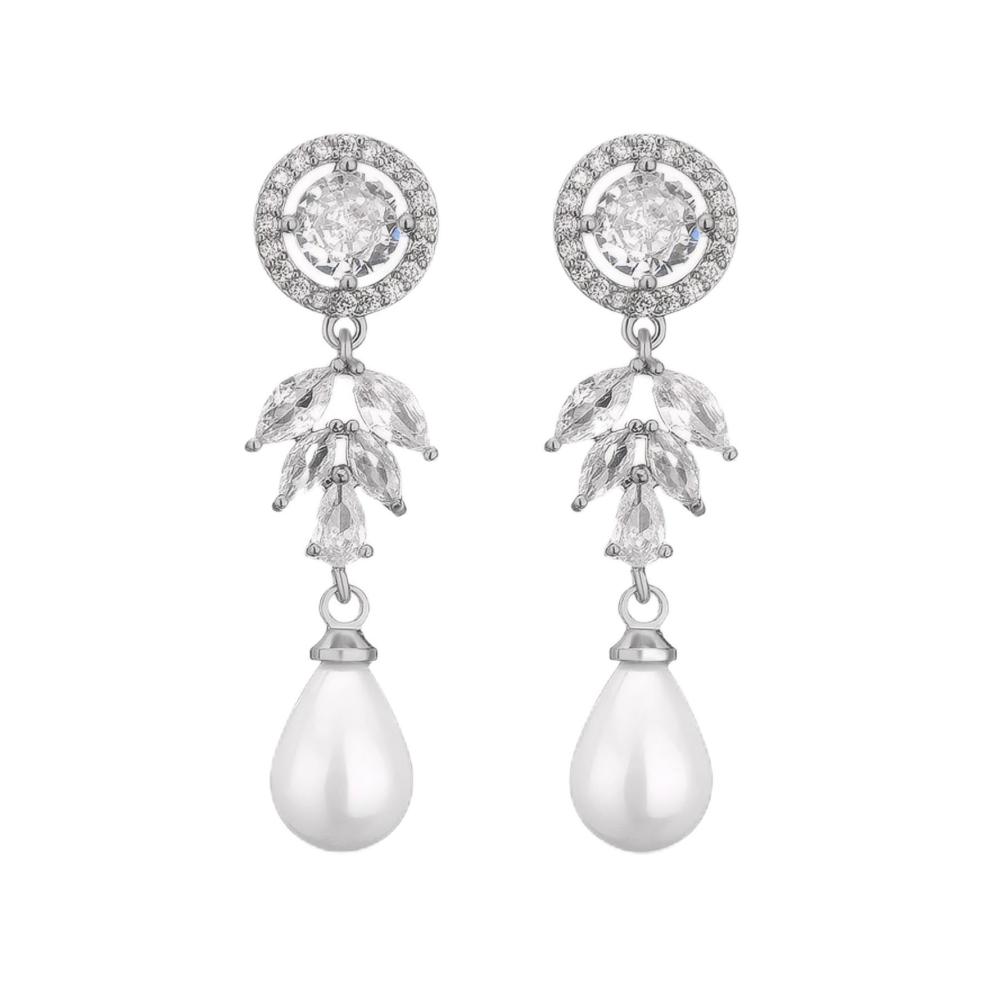 925 Sterling Silber Ohrringe mit Süßwasserperlen und Cubic Zirkonia - Hypoallergene Teardrop Ohrstecker für Damen Elegantes modisches Geschenk für Frauen und Mädchen