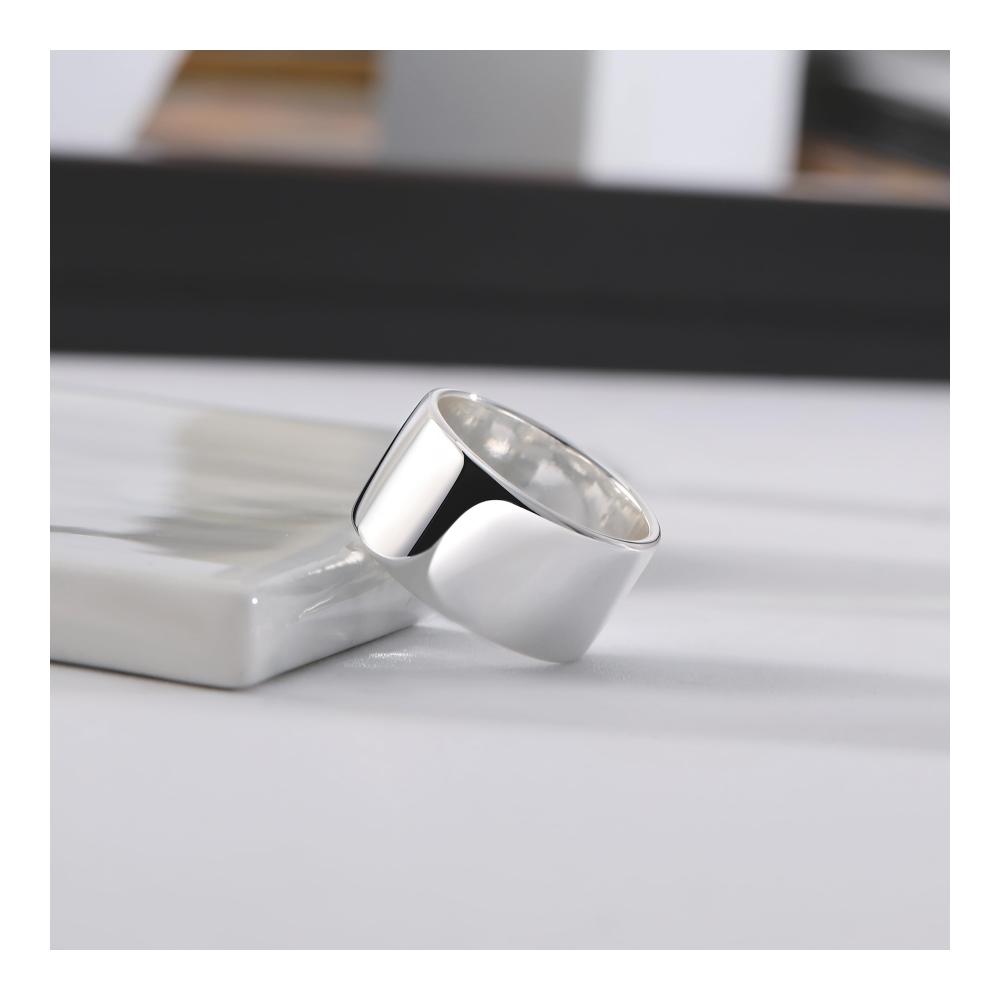 18K Gold Silber Ringe - Damen Herren 12MM Bandring für Daumen und Finger Klassisch Unisex Schmuck mit Hochglanzpolitur Bequeme Passform in Größe 52-62