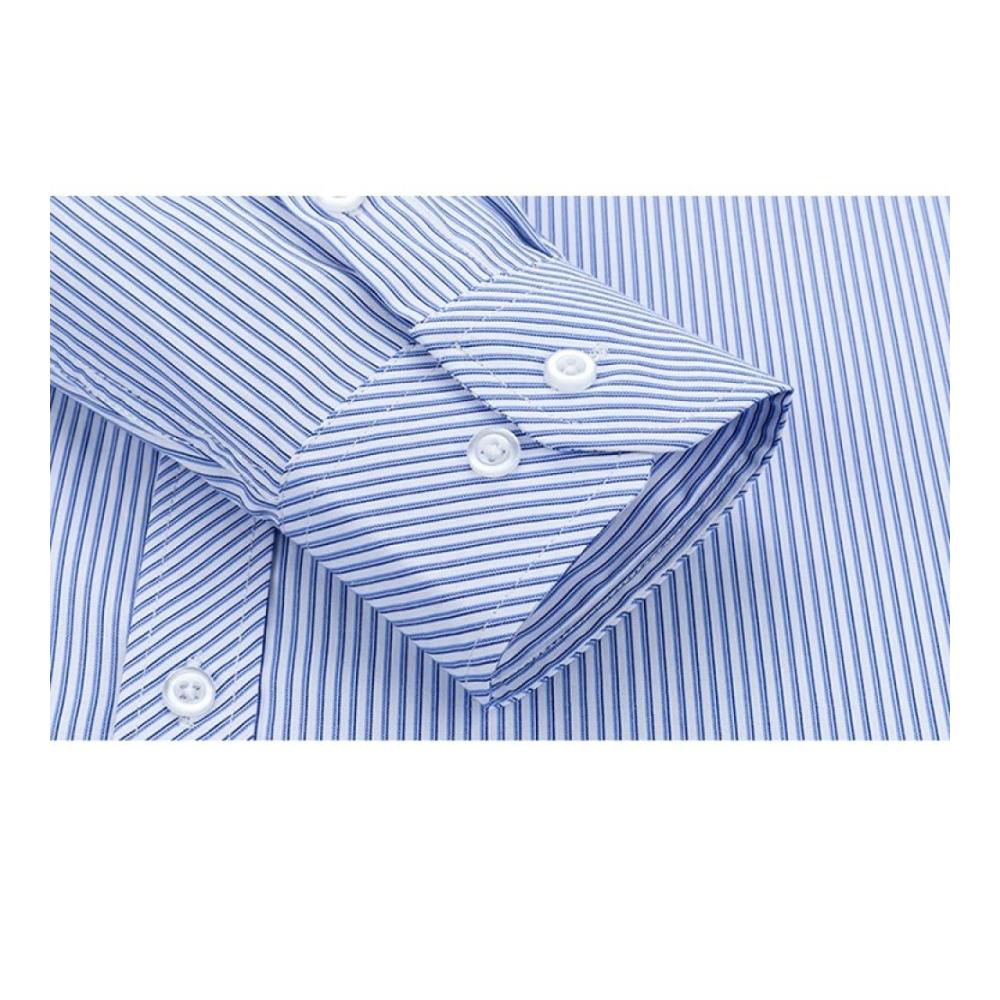 Hellblaues Langarmhemd Herren - Modisches Business-Hemd mit Streifenmuster Slim Fit Knopf Reverskragen für formelle und lässige Anlässe