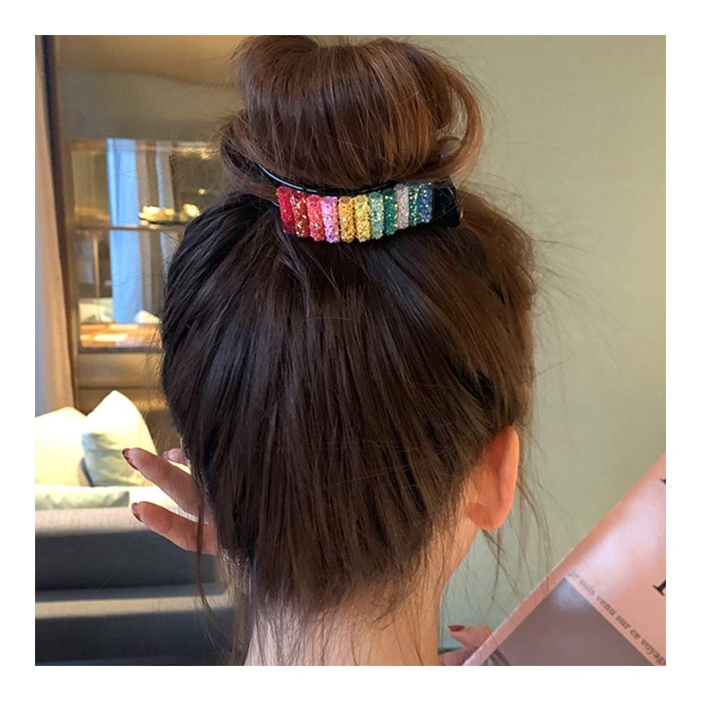 Regenbogen Haarspangen Set – Bunte Haarkrallen und Handgemachte Strass Haarspangen für Mädchen – Süßer Haarschmuck mit Multicolor Design
