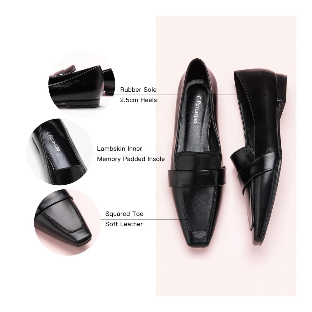 Damen Slipper von C.Paravano Trendige Plattform Loafers & Mokassins für Frauen | Bequeme Point Toe Flats | Elegante Slip On Schuhe | Casual Fashion und Arbeitskomfort vereint
