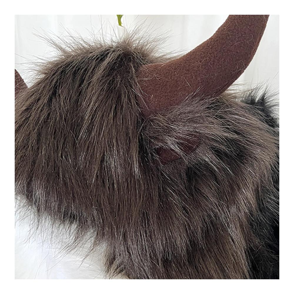 Fliegermützen Bison Hut mit Plüsch Horn - Perfekte Ohr Kopfbedeckung für Halloween Tier Cosplay Festival & Outdoor Abenteuer - Ideales Geschenk für Männer und Frauen