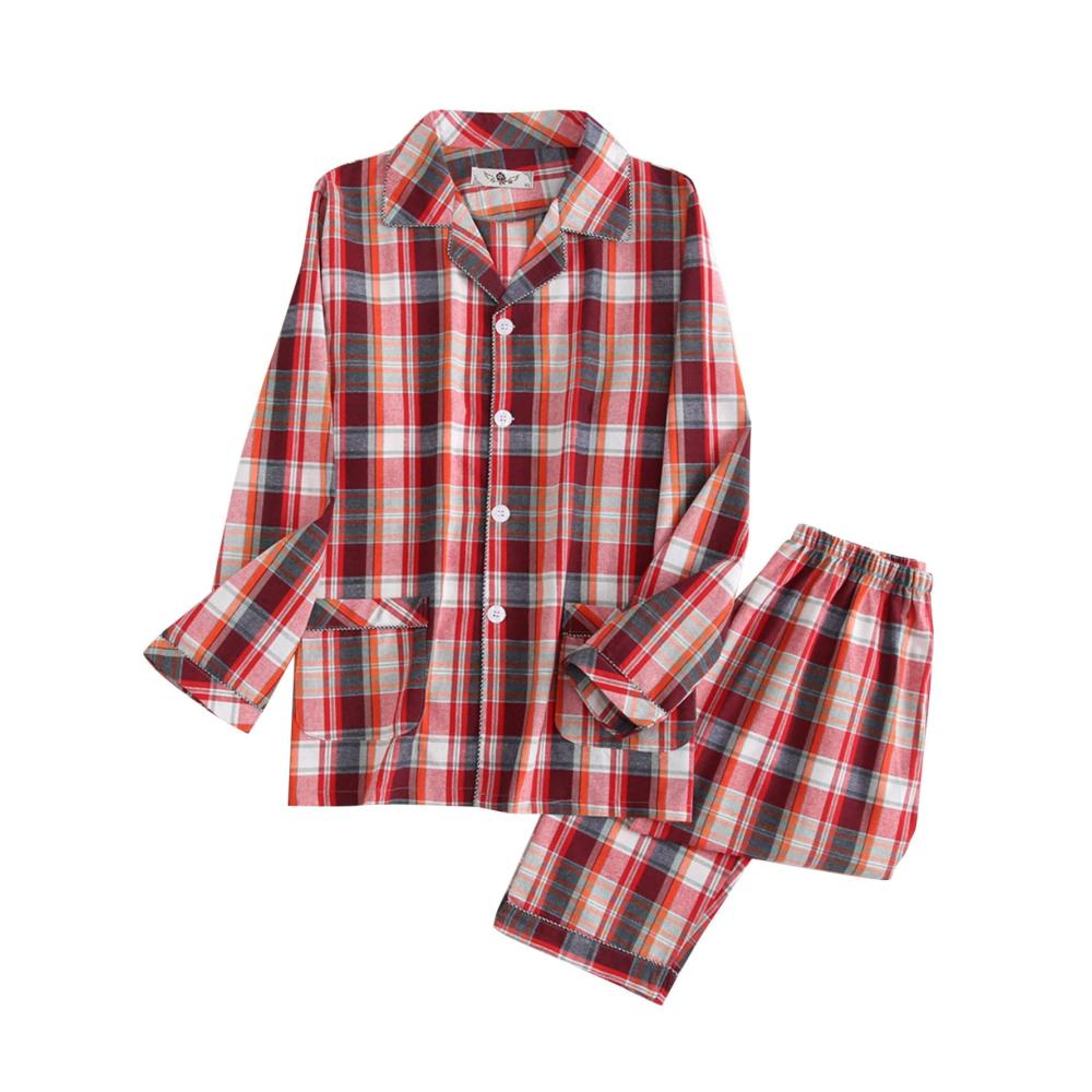 Herren Schlafanzug Set Langärmliger Baumwoll-Pyjama in Karomuster mit grob gewebter Strickjacke und Hose für maximalen Komfort und stilvolle Heimkleidung