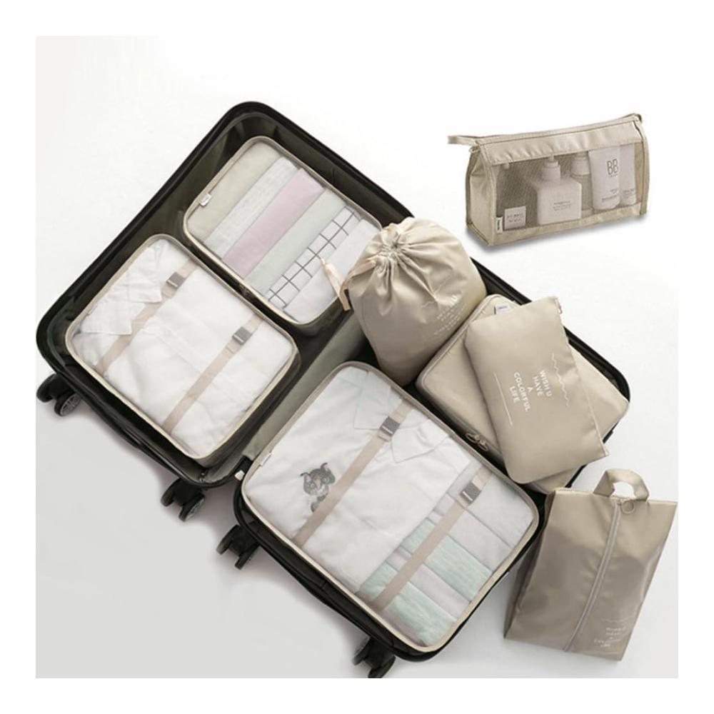 8-teiliges Gepäck-Sets Koffer-Organizer Wasserdichte Packwürfel Reise-Kleidersäcke und Packtaschen für Koffer - Effiziente Reiseutensilien