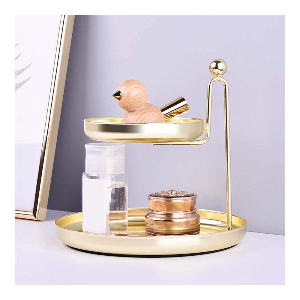 Goldener 2-Tier Schmuckständer Schmucktabletts für Ketten Ringe Uhren & mehr - Lanhope Schmuckhalter und Kosmetikorganiser für Schlafzimmer und Küche